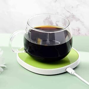 NEW-Drink Warming Set with Flat Bottom Mug , Spoon and Bamboo Lid; USB